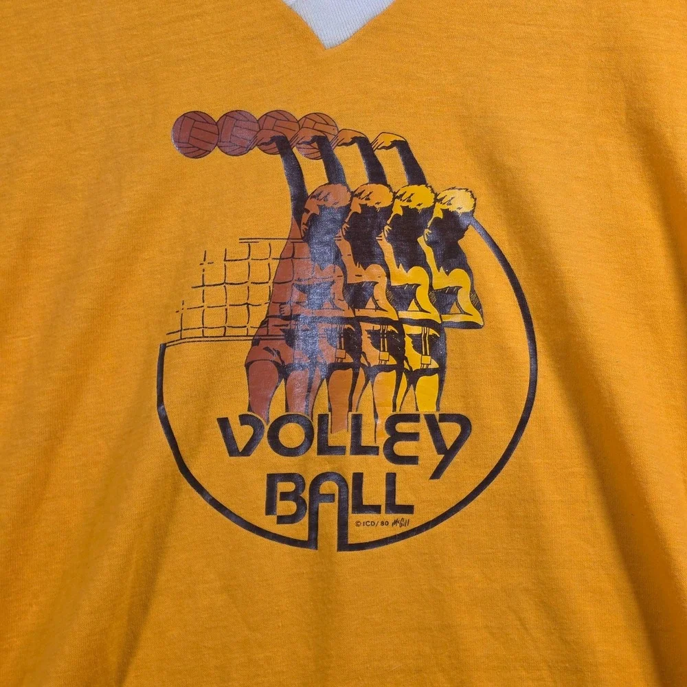 Vintage T Plus Shirt Mens Extra Large Single Stitch 80s Retro Volleyball USA - Picture 4 of 12